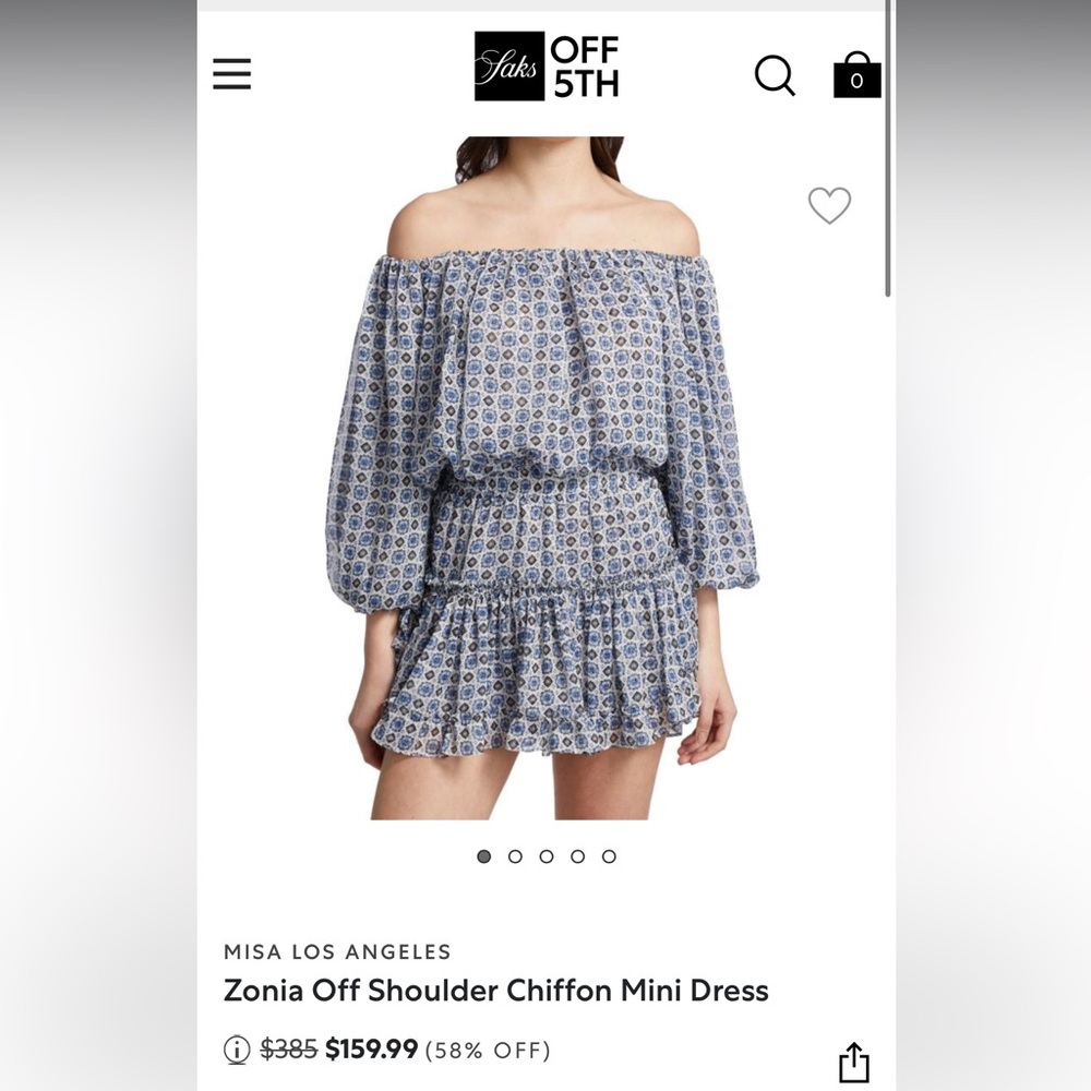 Misa Los Angeles Zonia Off Shoulder Mini Dress NWOT